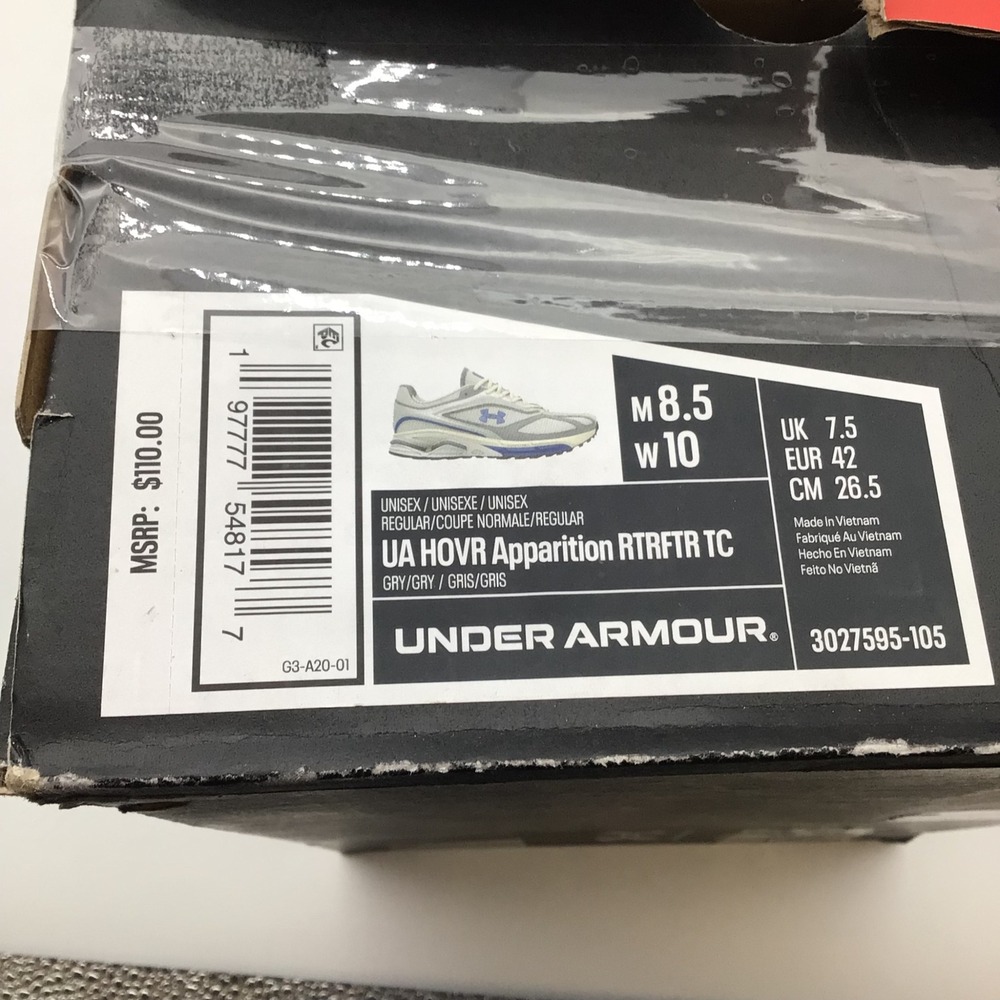 Under Armour UA HOVR Apparition 3027595-105 Mens Shoes Gray‎ Blue Size 8.5 New - Picture 6 of 6